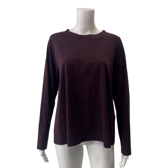 $78 Eileen Fisher Burgundy Pullover Organic Cotton Sweater size Medium - Picture 1 of 6